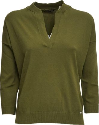 Fay Three-Quarter Sleeve V-Neck Sweater