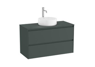 Roca Roca - Mueble Base De Dos Cajones Para Lavabo Sobre Encimera Ona Color: Verde Mate
