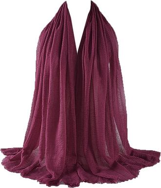 Generic New Crinkle Hijab Scarf Women Soft Material Head Scarves Shawls and Wraps Headscarf for Ladies (Wine)