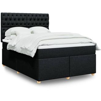 vidaXL Vidaxl - Cama Box Spring Con Colch&oacute;n Tela Negro 140x190 Cm