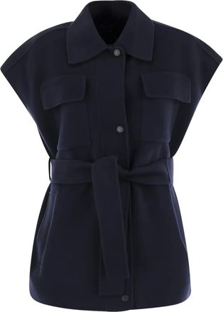 Max Mara Gilet con cintura - Blu