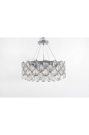 Netlighting Raina Crystal Chrome Pendant Ceiling Light in Grey