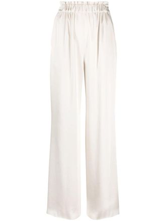 Claudie Pierlot wide-leg smocked-waistband trousers - Neutrals