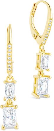 Sterling Forever Sterling Silver Eulalia Emerald Cut CZ French Clip Earrings