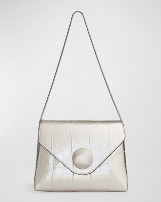 Khaite Bobbi Envelope Flap Eel-Embossed Shoulder Bag