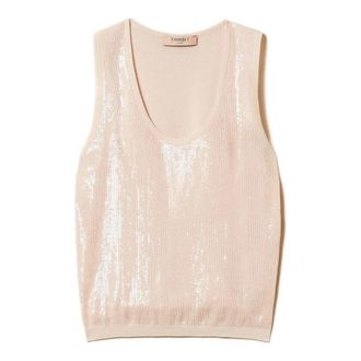 Twinset Sleeveless Top - Dames - Tops zonder mouwen - Roze - L - Katoen - Tops