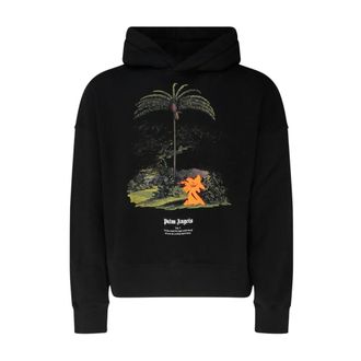 Palm Angels Hoodies, male, Black, Size: S Enzo Graphic Print Hoodie