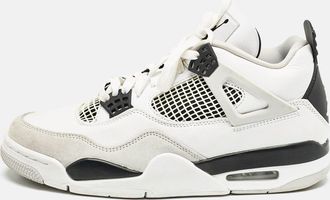 Air Jordan s White/black Leather Jordan 4 Retro Military Black Sneakers