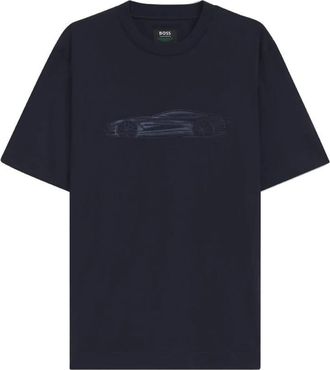HUGO BOSS Boss X Aston Martin Mercerised-Cotton T-Shirt With Car Artwork, Size XX-Large