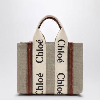 Chlo&eacute; Woody Little Bag In Beige Canvas