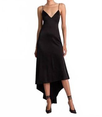 Alice & Olivia Luciana Open Back Asymmetrical Slip Dress In Black