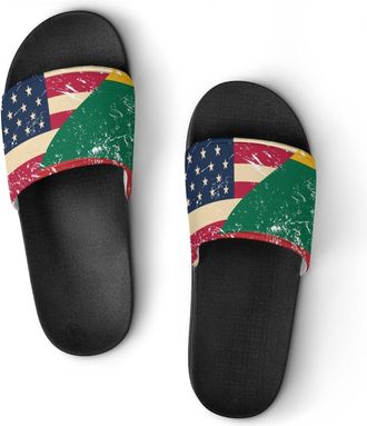 Generic U.S. And Lithuania Vintage Flag Unisex Beach Slippers & Pool Slides Anti-Slip House Shoes for Home Outdoor