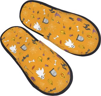 Generic Comfortable Mens Slipper Ghosts and Cats Mens Slipper Soft Hotel Slippers for Family Bedroom Winter M