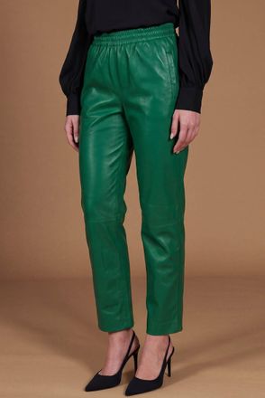 D'Arienzo Pantalone sfoderato in pelle naturale verde DArienzo, Seleziona Taglia S, Colore Verde