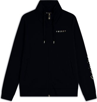 Freddy Felpa zip collo alto con dettagli floreali e stampa su manica