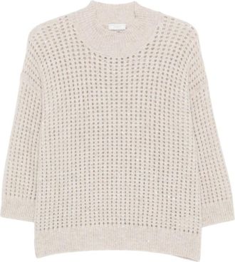 PESERICO Beige Knitted Crew Neck Sweater