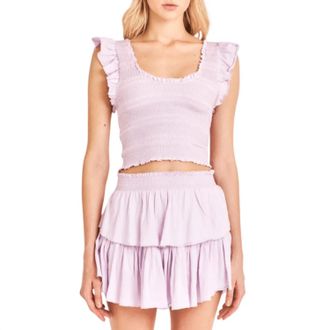LoveShackFancy Ruffle Mini Skirt In Lilac