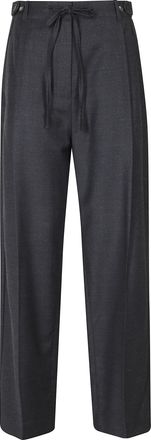 Tela Black Wool-Blend Cropped Wide-Leg Pants