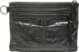 Balenciaga 2000-2020s small zip clutch bag - unisex - Lambskin - One Size - Black