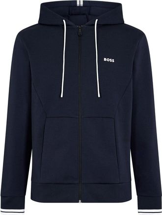 HUGO BOSS Mens Zip Hoodie, Advanced Stretch in.Dark Blue - Size X-Large