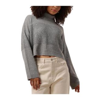 Twinset Grijze Glitter Trui Stijlvol Comfort - Dames - Coltruien - Grijs - L - Truien & Vesten