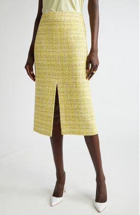 St. John Metallic Tweed Pencil Skirt in Golden Citrus Lurex Multi at Nordstrom, Size 10