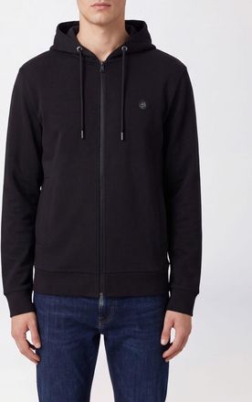 HUGO BOSS Felpa in cotone con cappuccio e zip a doppio cursore