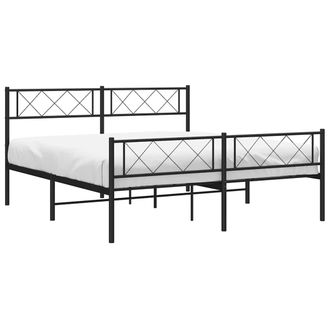 vidaXL Giroletto Con Testiera E Pediera Metallo Nero 150x200 Cm Vidaxl