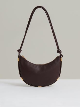 Reiss Oxblood Leather Rope Strap Shoulder Bag