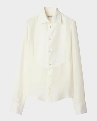 Burberry Bib Silk Button-Down Shirt