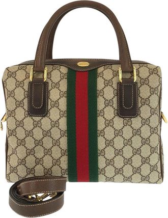 Gucci Brown Gg Supreme Canvas & Leather 2Way Bag (Authentic Pre-Loved)