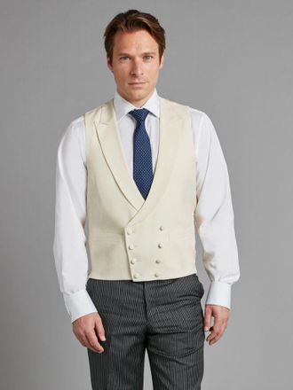 Oliver Brown Double Breasted Wool Waistcoat - Cream