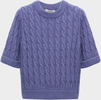 Dorothee Schumacher Sheer Softness Cable-Knit Crewneck Pullover