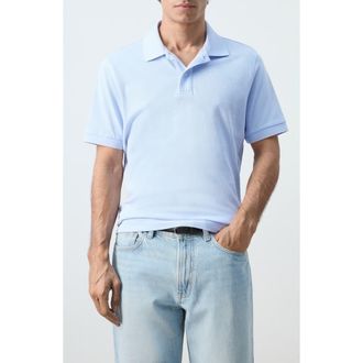 Mango Regular Fit Cotton Piqu&eacute; Polo in Sky Blue at Nordstrom, Size Medium