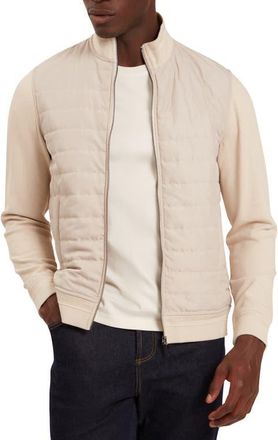Ted Baker Durano Quilt Front Piqu&eacute; Jacket in Ecru at Nordstrom, Size 2