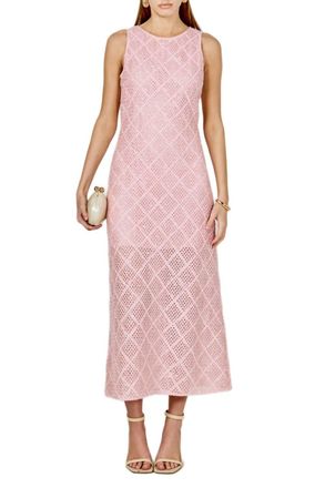 endless rose Textured Midi Dress In Pink