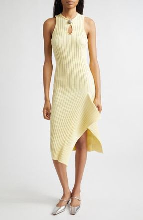 Stella McCartney Rib Organic Cotton Tank Dress in Light Yellow at Nordstrom, Size X-Small