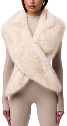 Naked Wardrobe Faux Fur Scarf in Cream at Nordstrom