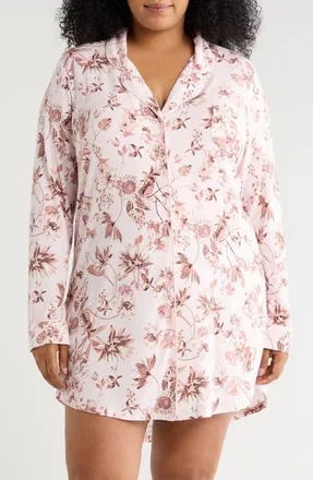 Nordstrom Moonlight Nightshirt in Pink- Brown Botanist Floral at Nordstrom, Size 3X