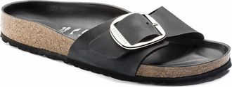 Birkenstock Womens Madrid Big Buckle Leather Sandal In Black