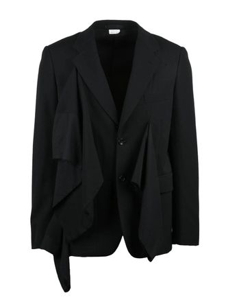 Comme Des Gar&ccedil;ons Black Draped Panels Button Front Wool Jacket
