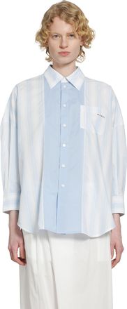 Marni Cotton Poplin Pinstriped Patchwork Shirt