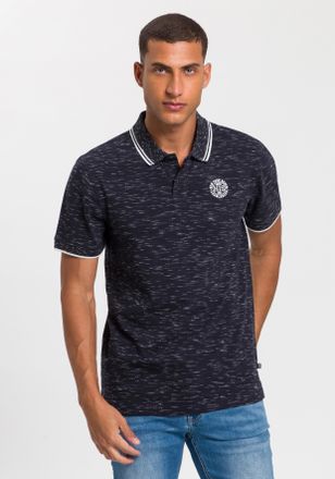 H.I.S Poloshirt H.I.S, Herren, Gr. XXL (60/62), grau (anthrazit meliert), Piqu&eacute;, Obermaterial: 93% Baumwolle, 5% Elasthan, 2% Polyester, meliert, schmal, Ru