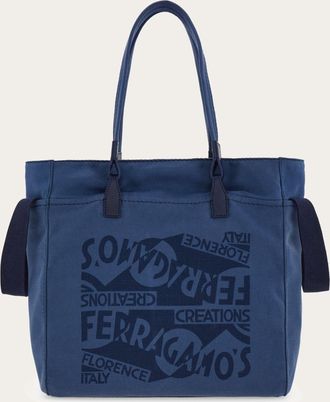 Ferragamo Men Tote bag with logo Blue