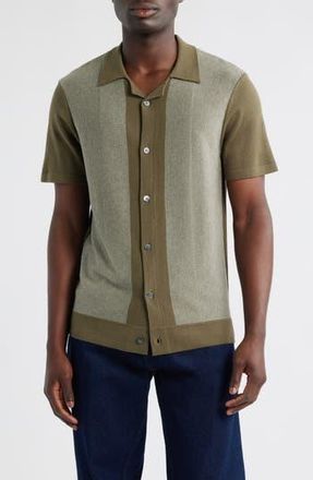Rails Silas Knit Camp Shirt in Olive Khaki Stripe at Nordstrom Rack, Size Medium