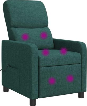 vidaXL Silla De Masajes Reclinable Verde Oscuro Tela Vidaxl