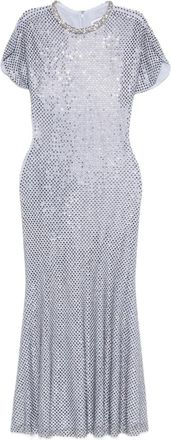 Self Portrait Midi-jurk met afwerking van stras - Blauw