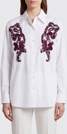 Dries Van Noten Camicia slim fit in popeline di cotone con ricami e perline