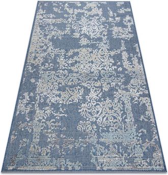 RugsX Rugsx - Alfombra Structural Sole D3811 - Ornamento Tejido Plano Azul / Beige Blue 140x190 Cm