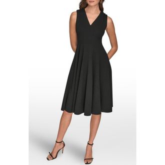 DKNY Sleeveless Fit & Flare Dress in Black at Nordstrom, Size 12